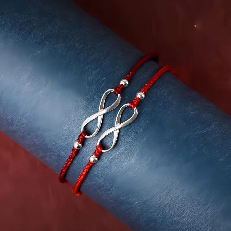 سوار يد من الفضة عيار 925 على شكل عقدة لا نهائية لجلب الحظ 925 Silver Endless Knot Luck Bracelet