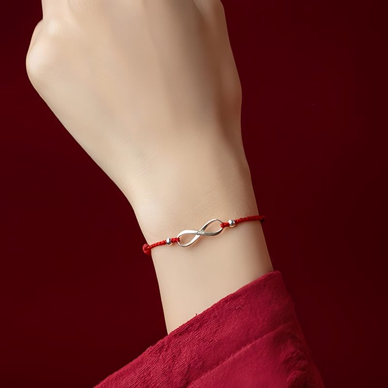 سوار يد من الفضة عيار 925 على شكل عقدة لا نهائية لجلب الحظ 925 Silver Endless Knot Luck Bracelet