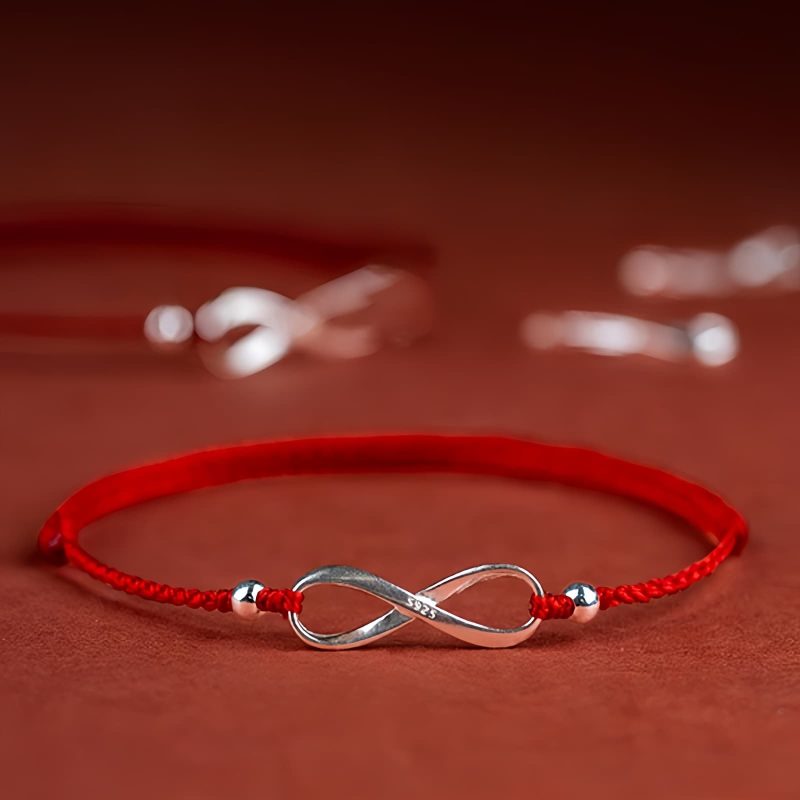 سوار يد من الفضة عيار 925 على شكل عقدة لا نهائية لجلب الحظ 925 Silver Endless Knot Luck Bracelet