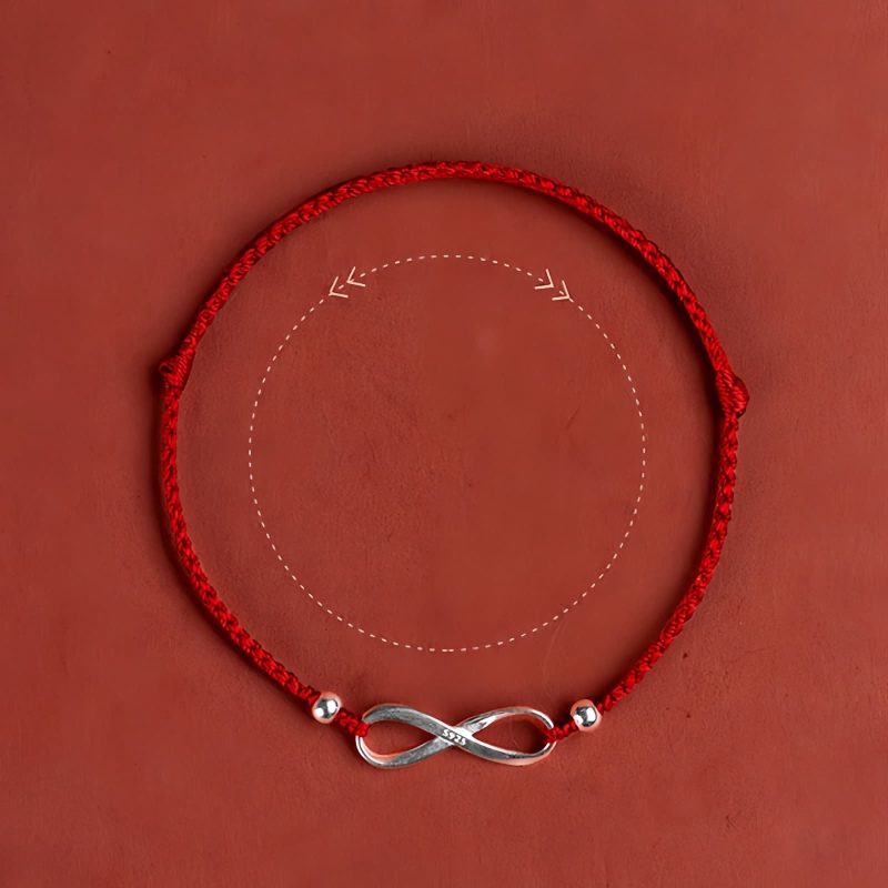 سوار يد من الفضة عيار 925 على شكل عقدة لا نهائية لجلب الحظ 925 Silver Endless Knot Luck Bracelet