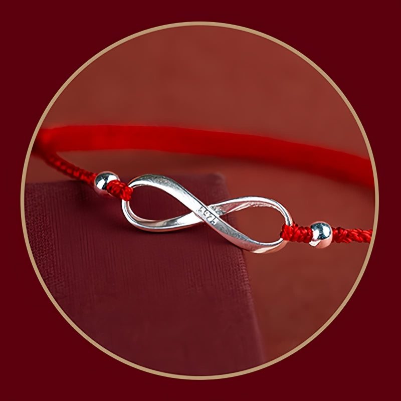 سوار يد من الفضة عيار 925 على شكل عقدة لا نهائية لجلب الحظ 925 Silver Endless Knot Luck Bracelet