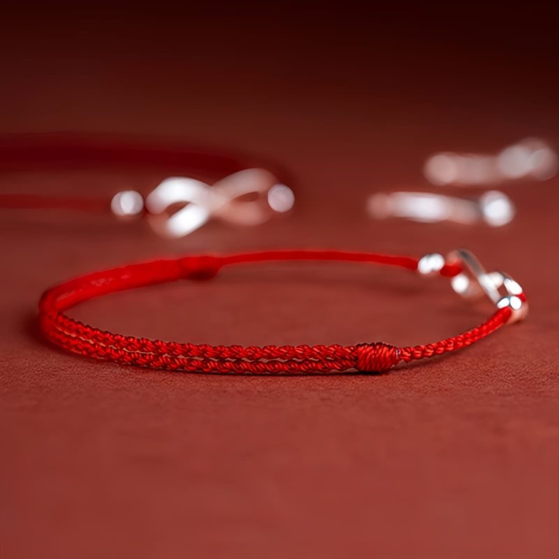 سوار يد من الفضة عيار 925 على شكل عقدة لا نهائية لجلب الحظ 925 Silver Endless Knot Luck Bracelet