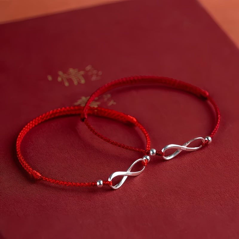 سوار يد من الفضة عيار 925 على شكل عقدة لا نهائية لجلب الحظ 925 Silver Endless Knot Luck Bracelet
