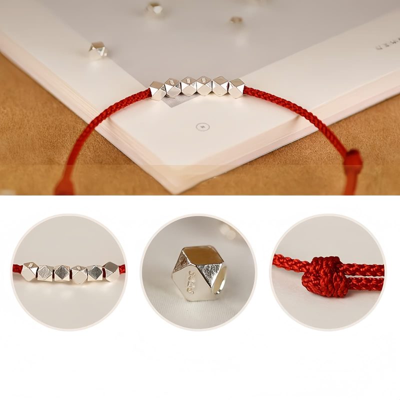 Tobillera Ajustable de Hilo Rojo con Plata 925 925 Silver Red String Adjustable Anklet