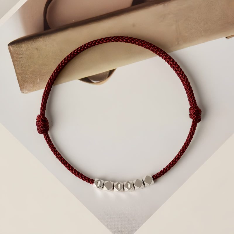 Tobillera Ajustable de Hilo Rojo con Plata 925 925 Silver Red String Adjustable Anklet