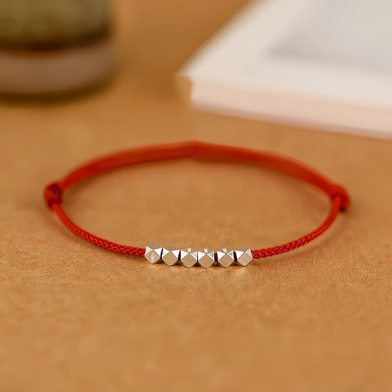 Tobillera Ajustable de Hilo Rojo con Plata 925 925 Silver Red String Adjustable Anklet