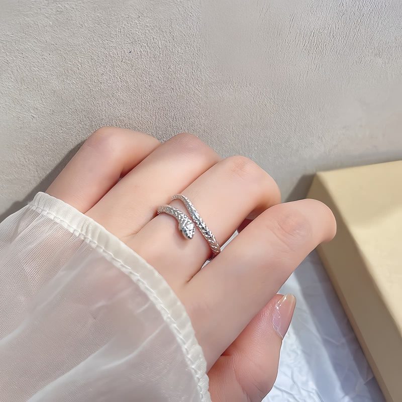 Anillo Ajustable de Serpiente del Zodíaco en Plata 925 925 Silver Zodiac Snake Adjustable Ring