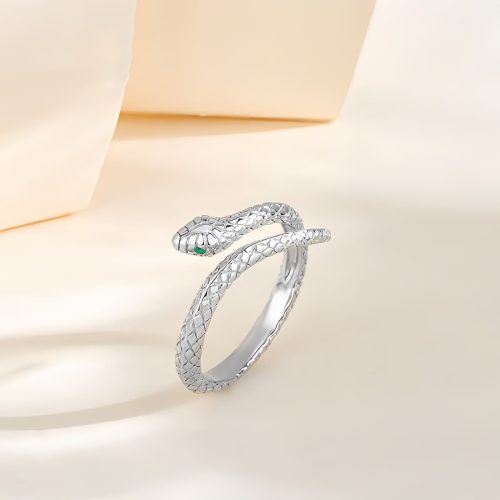 Anillo Ajustable de Serpiente del Zodíaco en Plata 925 Anillo Ajustable de Serpiente del Zodíaco en Plata 925