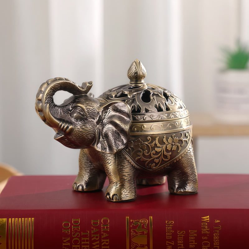 Quemador de Incienso de Elefante de Aleación Alloy Elephant Incense Burner Decoration