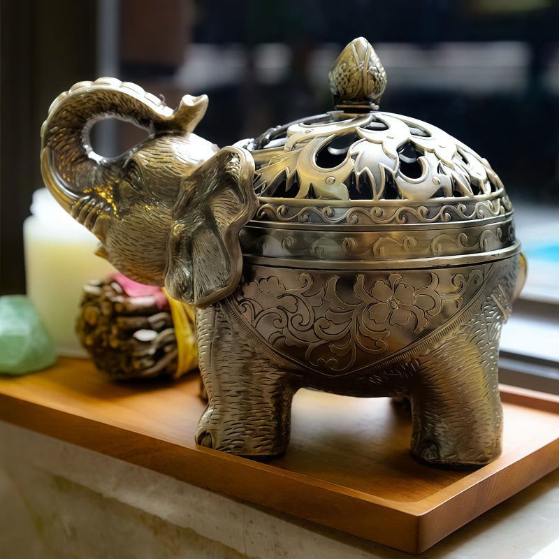 Quemador de Incienso de Elefante de Aleación Alloy Elephant Incense Burner Decoration