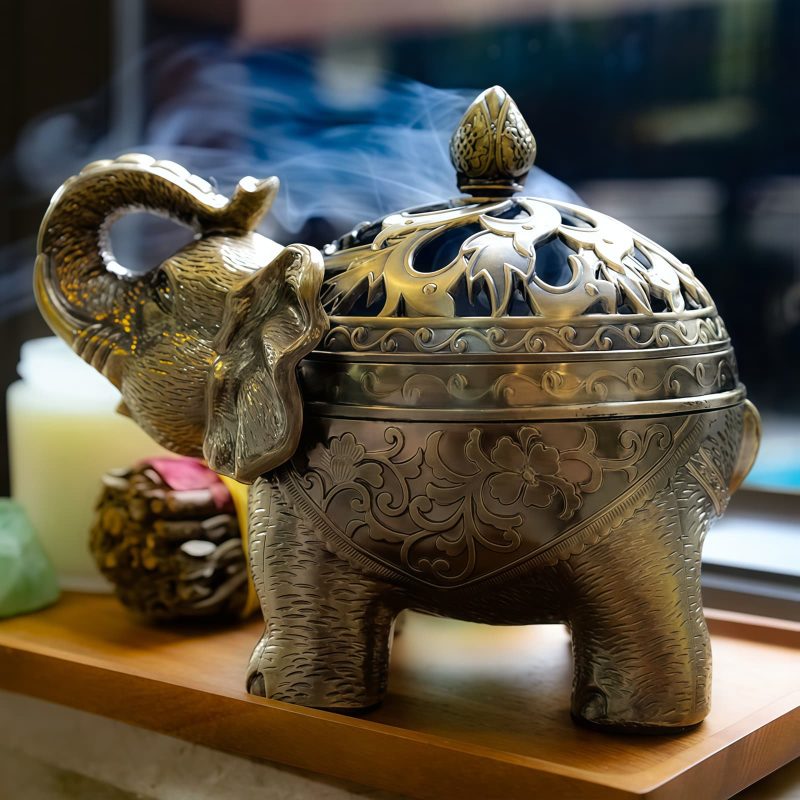Quemador de Incienso de Elefante de Aleación Alloy Elephant Incense Burner Decoration