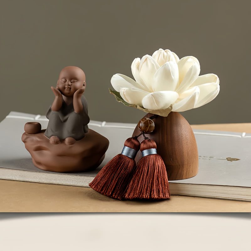 Decoración de Buda de Madera de Durazno Negro para la Calma Black Peach Wood Buddha Calm Cure Decoration