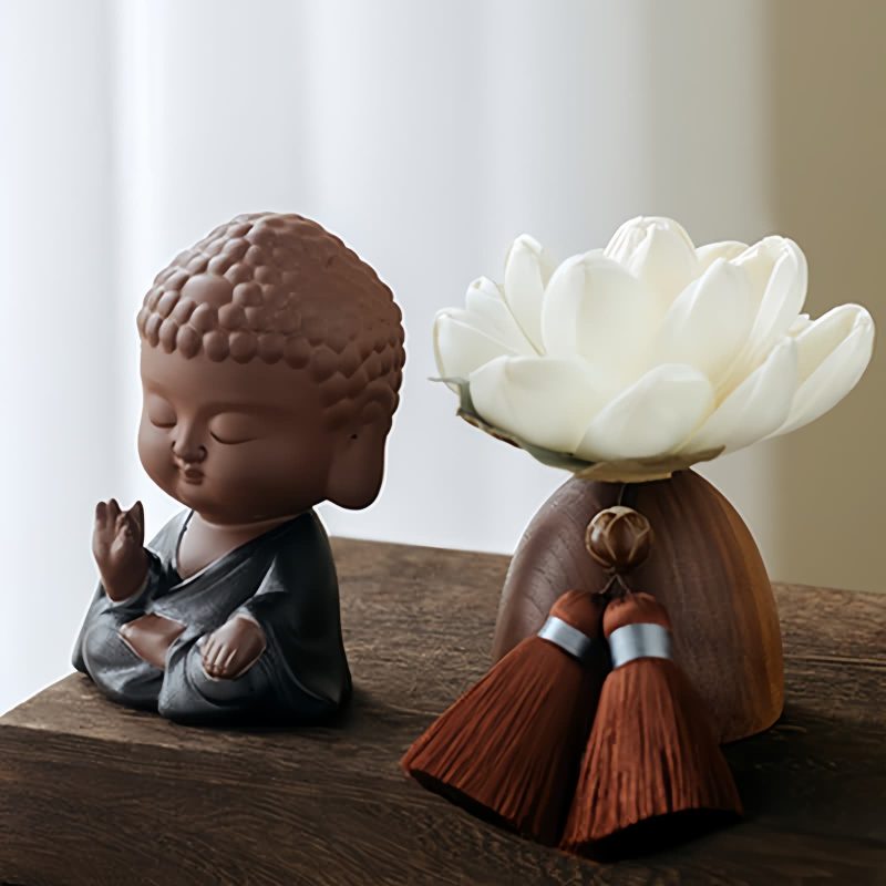 Decoración de Buda de Madera de Durazno Negro para la Calma Black Peach Wood Buddha Calm Cure Decoration