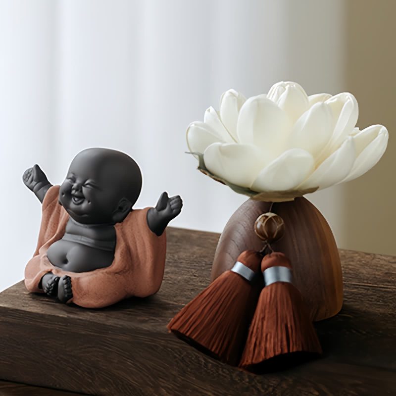 Decoración de Buda de Madera de Durazno Negro para la Calma Black Peach Wood Buddha Calm Cure Decoration