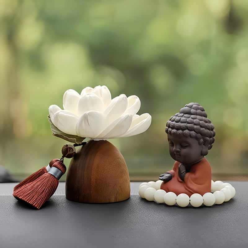 Decoración de Buda de Madera de Durazno Negro para la Calma Black Peach Wood Buddha Calm Cure Decoration