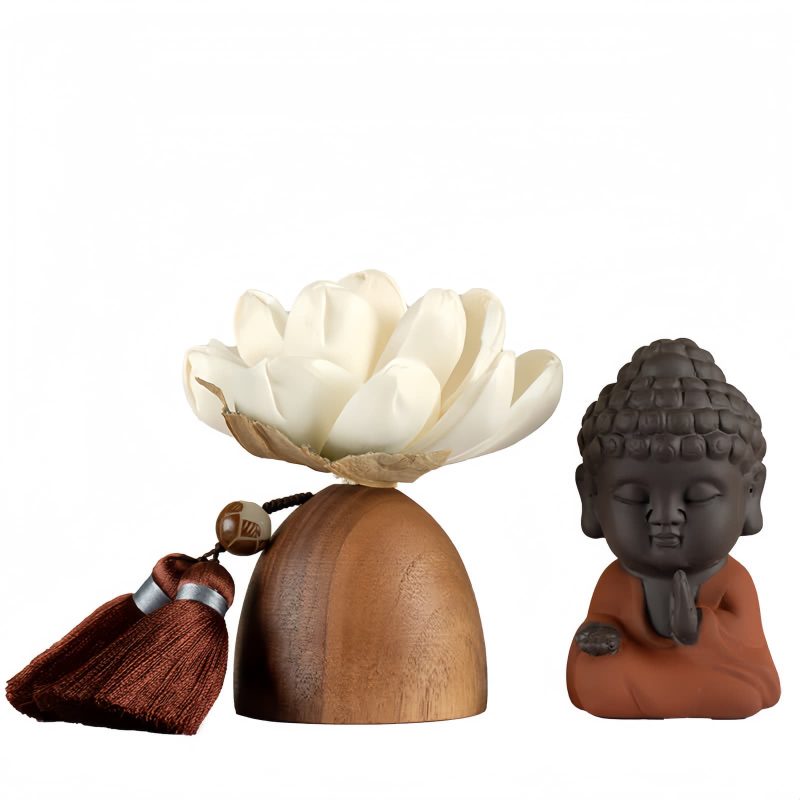 Decoración de Buda de Madera de Durazno Negro para la Calma Black Peach Wood Buddha Calm Cure Decoration