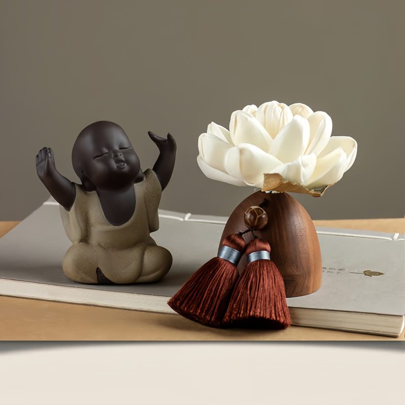 Decoración de Buda de Madera de Durazno Negro para la Calma Black Peach Wood Buddha Calm Cure Decoration