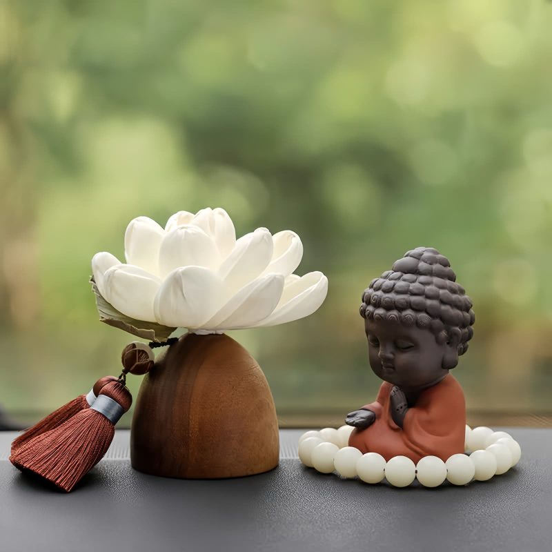Decoración de Buda de Madera de Durazno Negro para la Calma Black Peach Wood Buddha Calm Cure Decoration