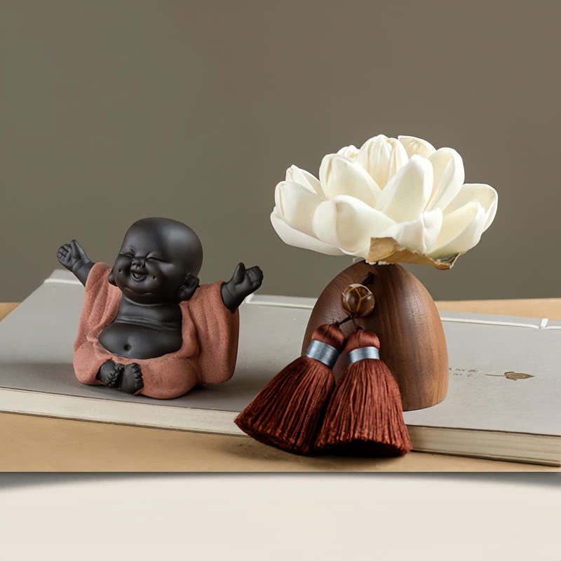 Decoración de Buda de Madera de Durazno Negro para la Calma Black Peach Wood Buddha Calm Cure Decoration