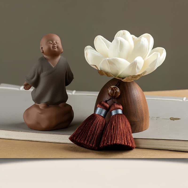 Decoración de Buda de Madera de Durazno Negro para la Calma Black Peach Wood Buddha Calm Cure Decoration