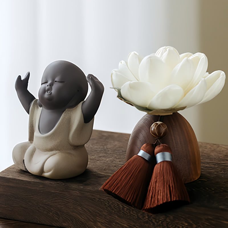 Decoración de Buda de Madera de Durazno Negro para la Calma Black Peach Wood Buddha Calm Cure Decoration