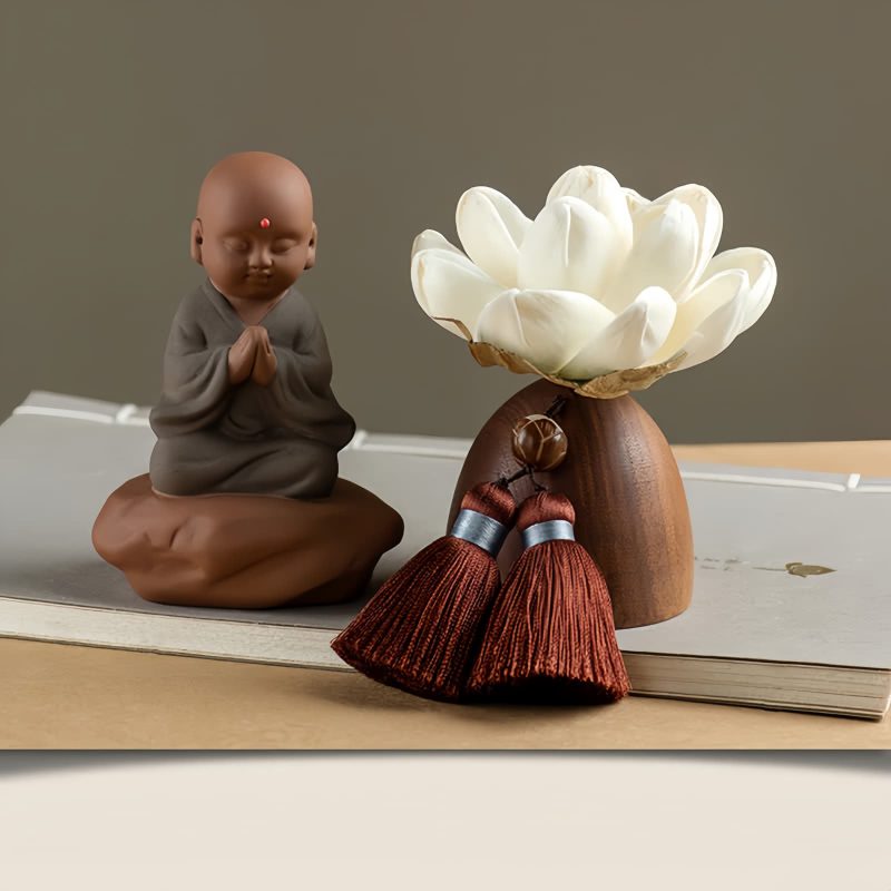 Decoración de Buda de Madera de Durazno Negro para la Calma Black Peach Wood Buddha Calm Cure Decoration
