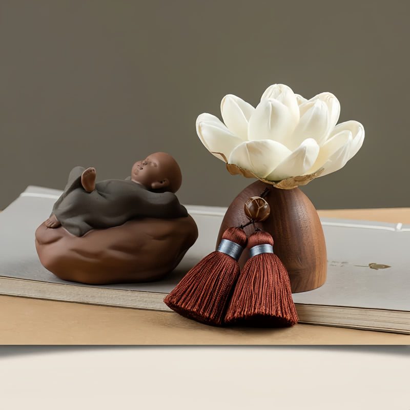 Decoración de Buda de Madera de Durazno Negro para la Calma Black Peach Wood Buddha Calm Cure Decoration