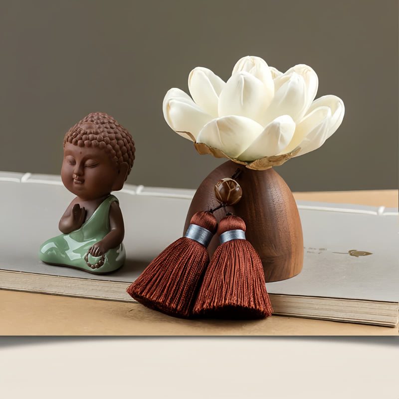 Decoración de Buda de Madera de Durazno Negro para la Calma Black Peach Wood Buddha Calm Cure Decoration