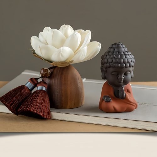 Decoración de Buda de Madera de Durazno Negro para la Calma Decoración de Buda de Madera de Durazno Negro para la Calma