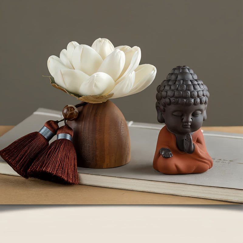 Decoración de Buda de Madera de Durazno Negro para la Calma Black Peach Wood Buddha Calm Cure Decoration