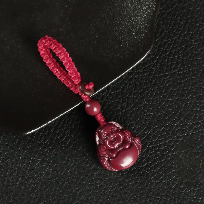 Kalung Liontin Buddha Tertawa Cinnabar Cina Chinese Cinnabar Laughing Buddha Pendant Necklace