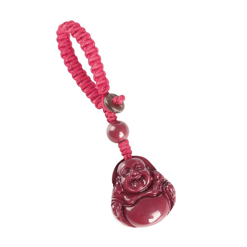 Kalung Liontin Buddha Tertawa Cinnabar Cina Chinese Cinnabar Laughing Buddha Pendant Necklace
