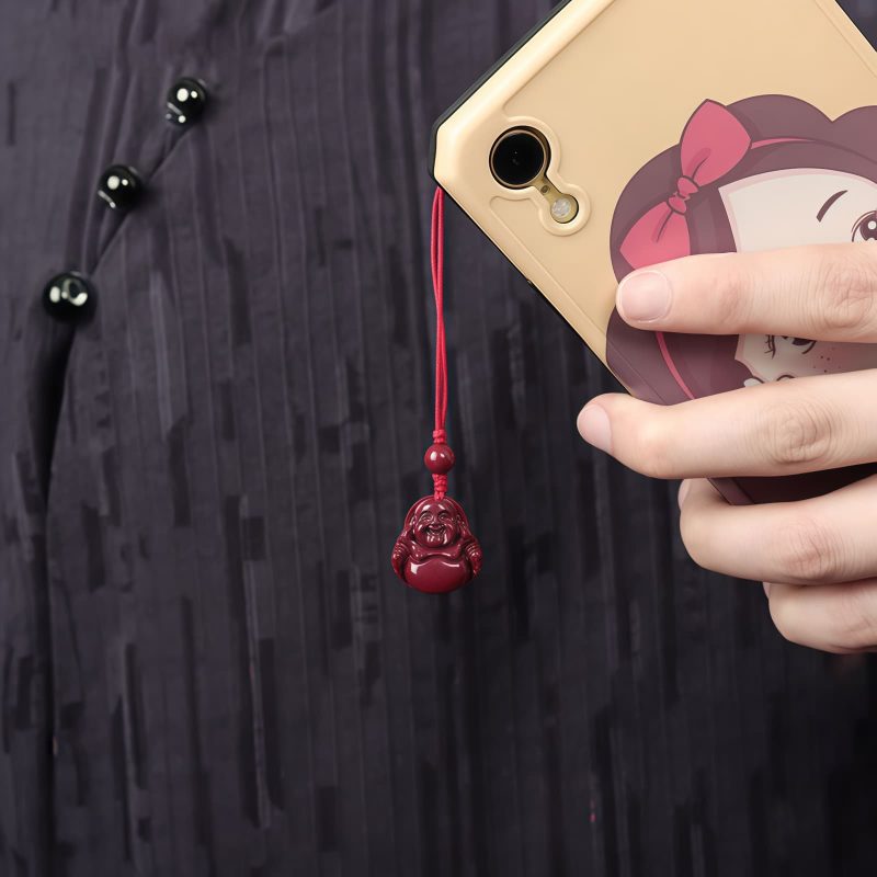 Kalung Liontin Buddha Tertawa Cinnabar Cina Chinese Cinnabar Laughing Buddha Pendant Necklace