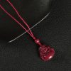Kalung Liontin Buddha Tertawa Cinnabar Cina Chinese Cinnabar Laughing Buddha Pendant Necklace