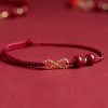 Pulsera y Tobillera Ajustable con Símbolo de Infinito en Cinabrio y Oro de 14K 14K Gold Cinnabar Infinity Symbol Adjustable Bracelet Anklet