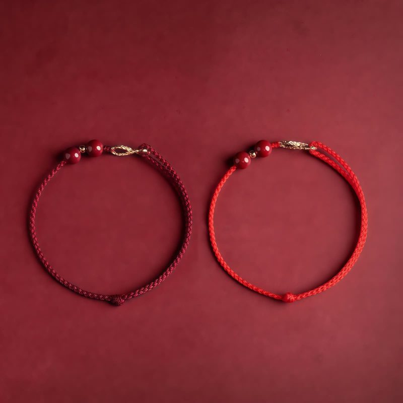 Pulsera y Tobillera Ajustable con Símbolo de Infinito en Cinabrio y Oro de 14K 14K Gold Cinnabar Infinity Symbol Adjustable Bracelet Anklet
