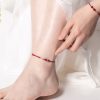 Pulsera y Tobillera Ajustable con Símbolo de Infinito en Cinabrio y Oro de 14K 14K Gold Cinnabar Infinity Symbol Adjustable Bracelet Anklet
