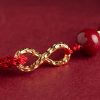 Pulsera y Tobillera Ajustable con Símbolo de Infinito en Cinabrio y Oro de 14K 14K Gold Cinnabar Infinity Symbol Adjustable Bracelet Anklet