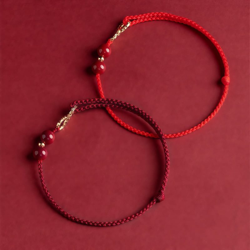 Pulsera y Tobillera Ajustable con Símbolo de Infinito en Cinabrio y Oro de 14K 14K Gold Cinnabar Infinity Symbol Adjustable Bracelet Anklet