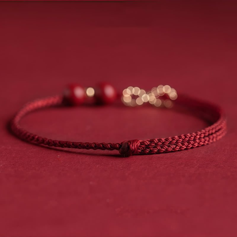 Pulsera y Tobillera Ajustable con Símbolo de Infinito en Cinabrio y Oro de 14K 14K Gold Cinnabar Infinity Symbol Adjustable Bracelet Anklet