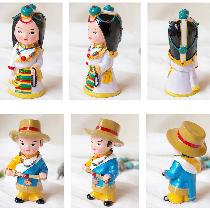 Decoração Artesanal de Figuras Tibetanas Pintadas à Mão Hand Painted Tibetan Figure Decoration