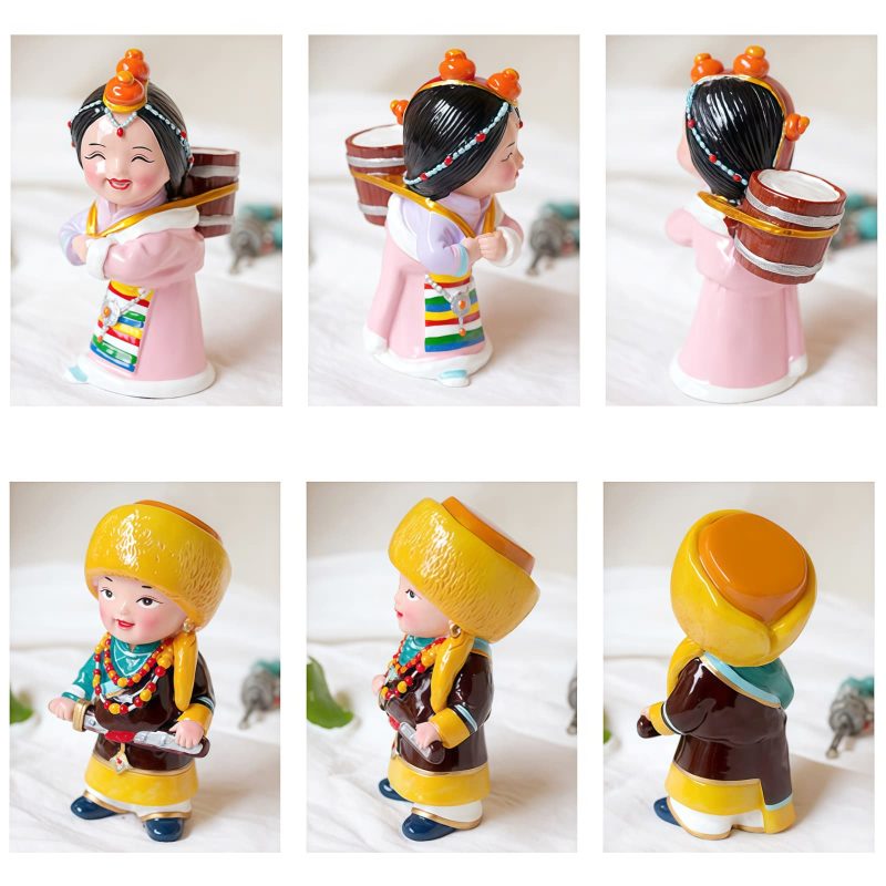 Decoração Artesanal de Figuras Tibetanas Pintadas à Mão Hand Painted Tibetan Figure Decoration
