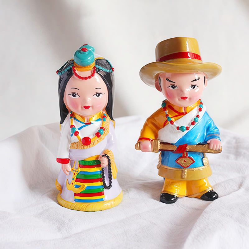 Decoração Artesanal de Figuras Tibetanas Pintadas à Mão Hand Painted Tibetan Figure Decoration