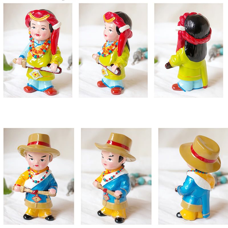 Decoração Artesanal de Figuras Tibetanas Pintadas à Mão Hand Painted Tibetan Figure Decoration
