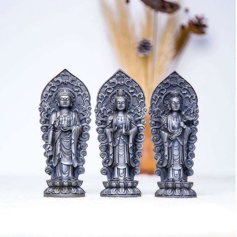 Dekorasi Patung Avalokitesvara dari Bubuk Besi Iron Powder Avalokitesvara Statue Decoration