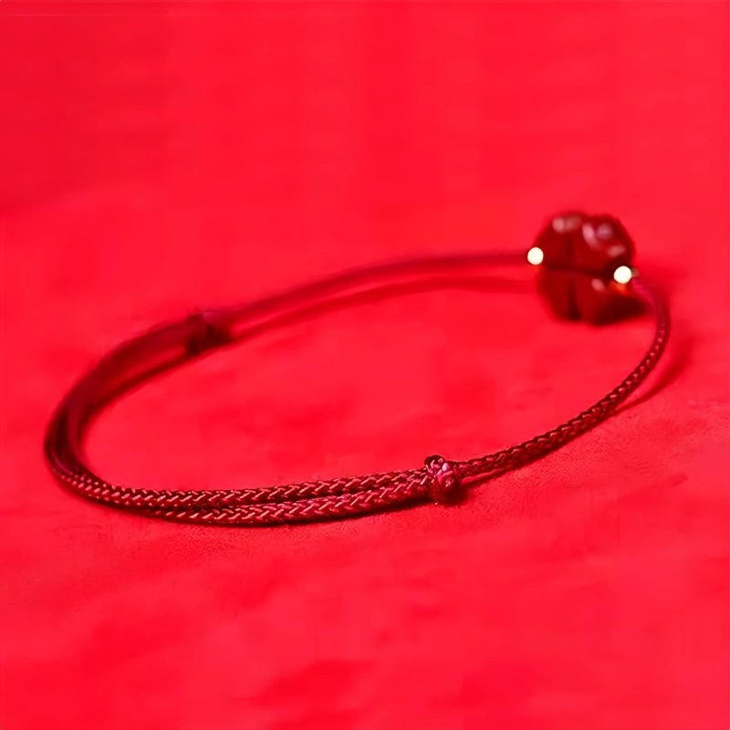 Pulsera de Trébol de Cuatro Hojas de Cinabrio Natural Natural Cinnabar Four Leaf Clover Bracelet