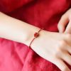 Pulsera de Trébol de Cuatro Hojas de Cinabrio Natural Natural Cinnabar Four Leaf Clover Bracelet