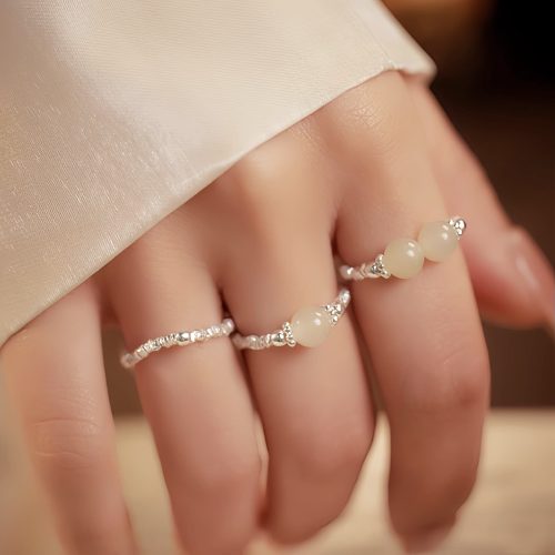 Anillo Elástico Ajustable de Jade Hetian Natural Anillo Elástico Ajustable de Jade Hetian Natural