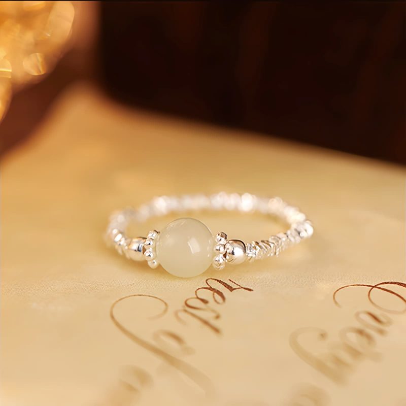 Anillo Elástico Ajustable de Jade Hetian Natural Natural Hetian Jade Adjustable Elastic Ring
