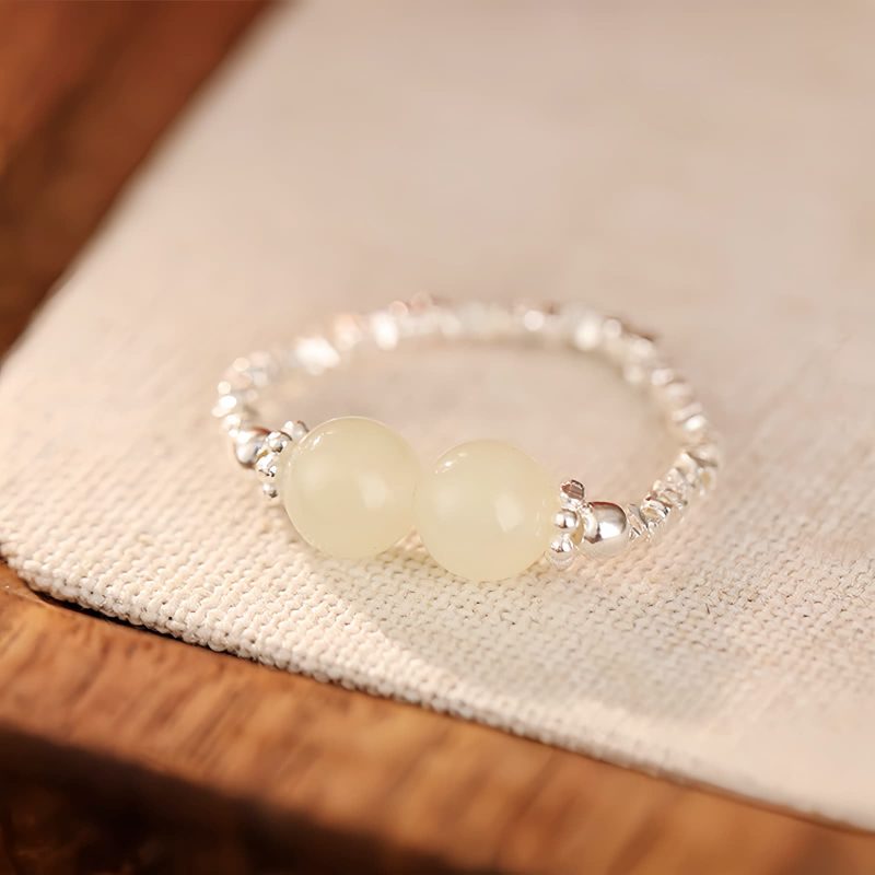 Anillo Elástico Ajustable de Jade Hetian Natural Natural Hetian Jade Adjustable Elastic Ring